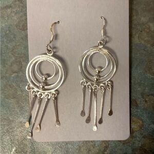 Silver Multi-Ring Dangle Earrings - Women's Jewelry